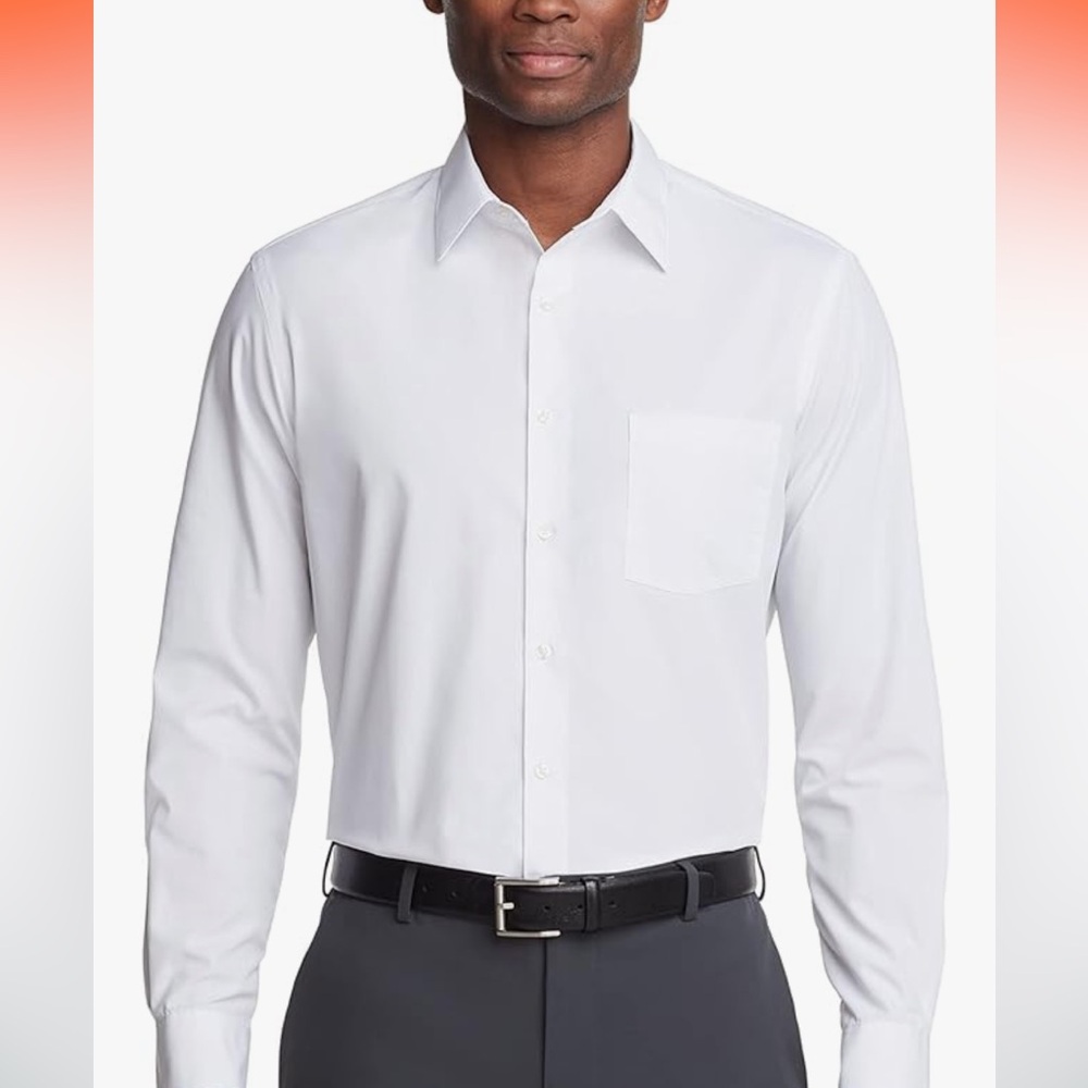 Van Heusen Men's Crisp White Dress Shirt long sleeve no wrinkle 2X